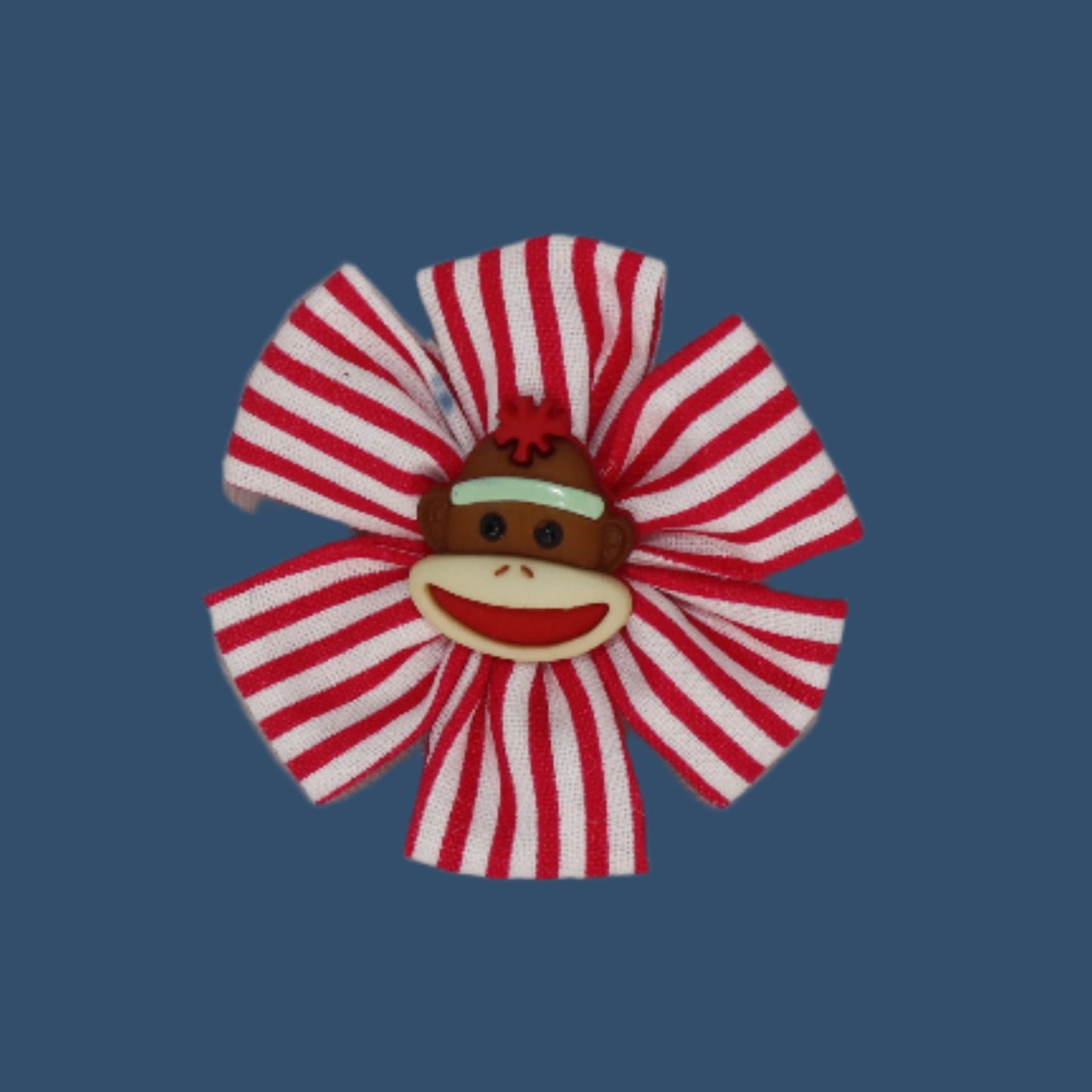 Mr. Monkey's Exploding Firework - Red Stripe Bow Clip