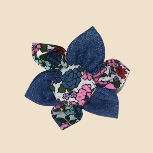 Garden Bloom Clip – Denim and Bright Floral Petals