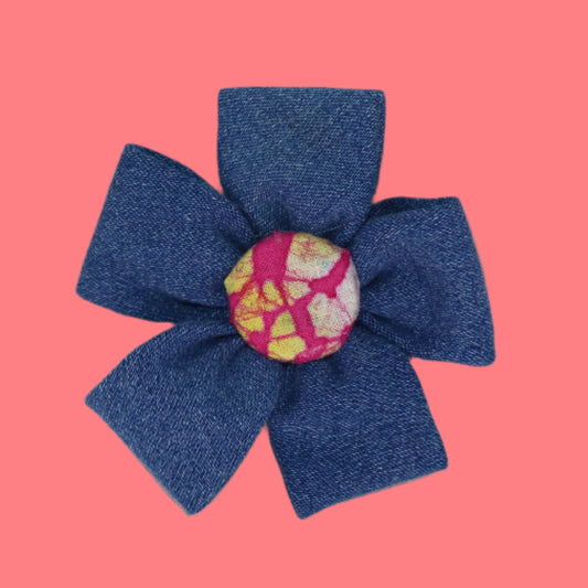 Denim Bloom - Indigo Petal Clip