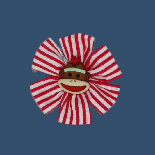 Mr. Monkey's Exploding Firework - Red Stripe Bow Clip